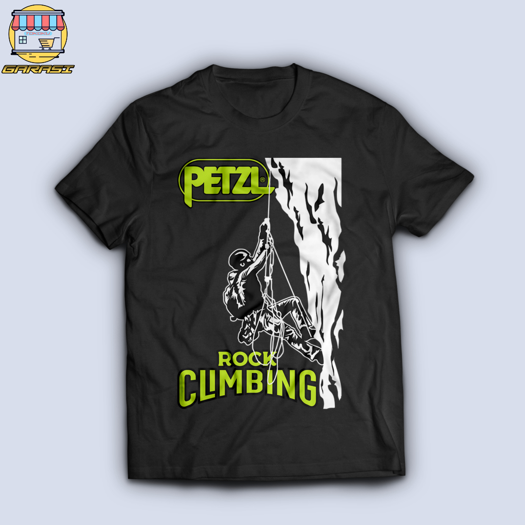 garasi tokoku Tshirt kaos baju outdoor pendaki gunung petzl rock climbing unisex pria dan wanita