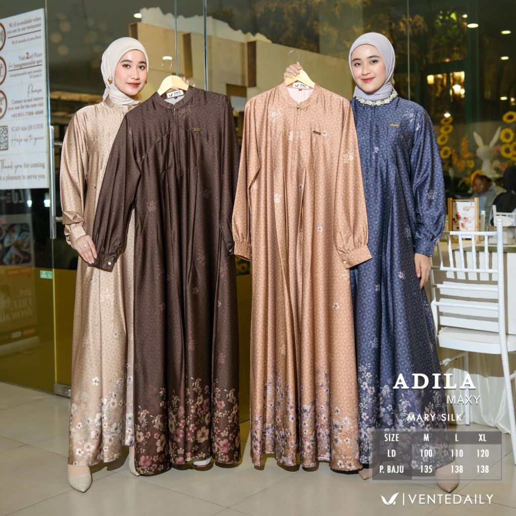 (NEW) GAMIS DRESS WANITA ADILA BY VENTE // FASHION MUSLIM KEKINIAN //QUELLA  DRESS BY NADHIFA