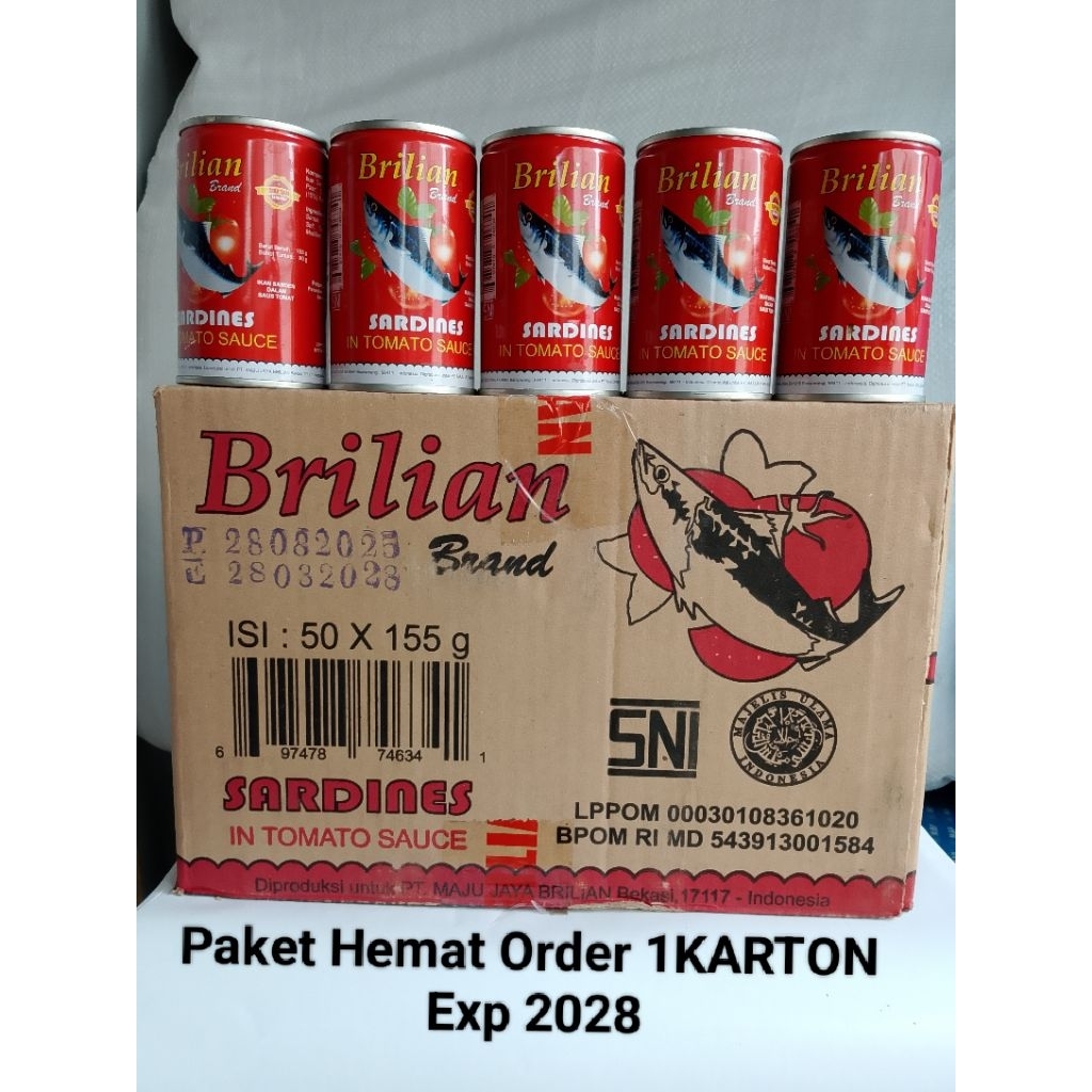 Sarden Brilian 155gr Paket Hemat 1Dus isi 50kaleng