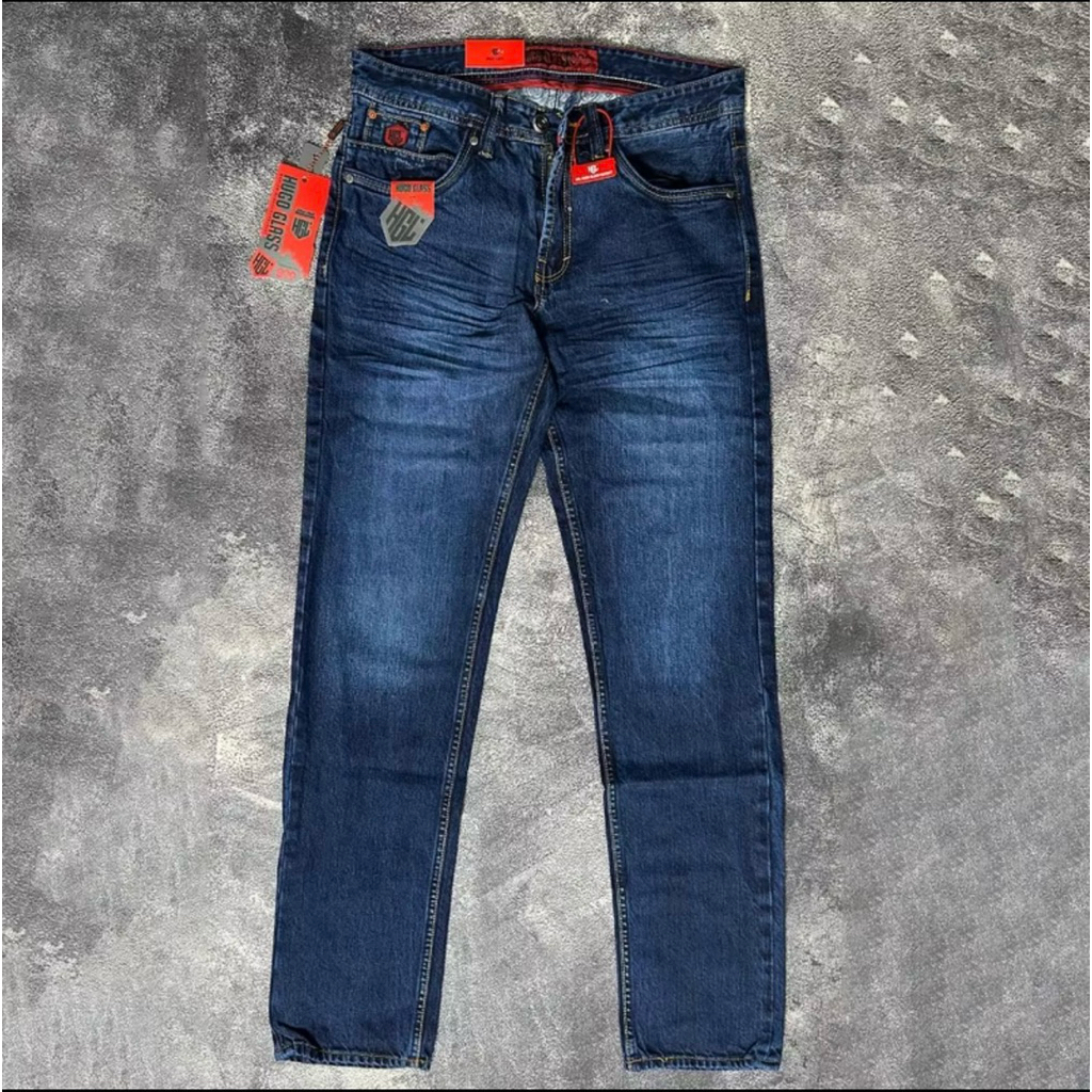 HUGO GLASS ORIGINAL Jeans Panjang Pria Slimfit Bahan Corvus Import Selvedge Demin Terbaru Melar