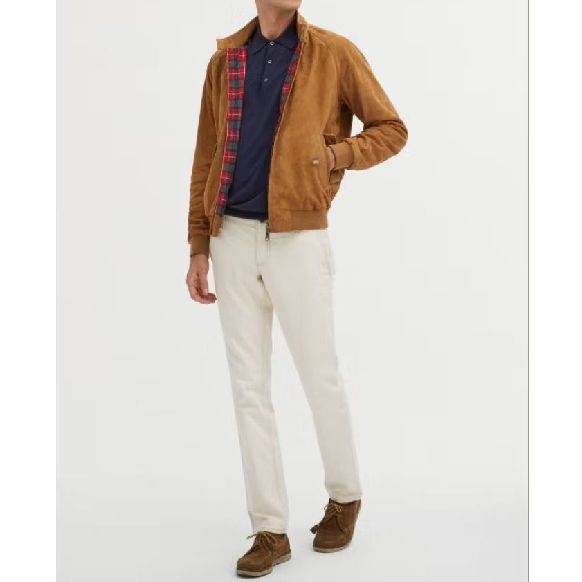 Jaket Harrington Xperfect pria bahan Suede premium