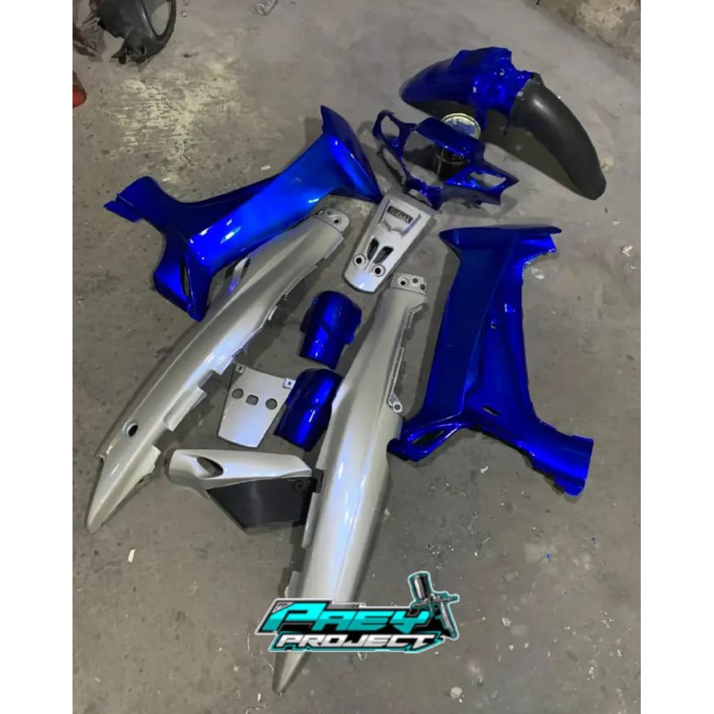 full body halus Yamaha Fiz R biru silver lembayung biru. cover body halus Yamaha Fiz R Full set