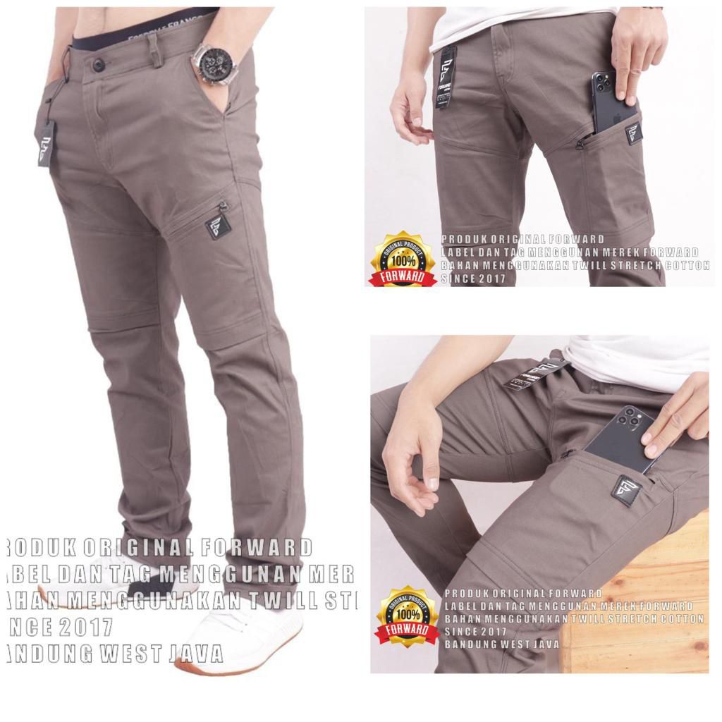 celana chino pants abu mocca, grey black reguler fit - Nevada series