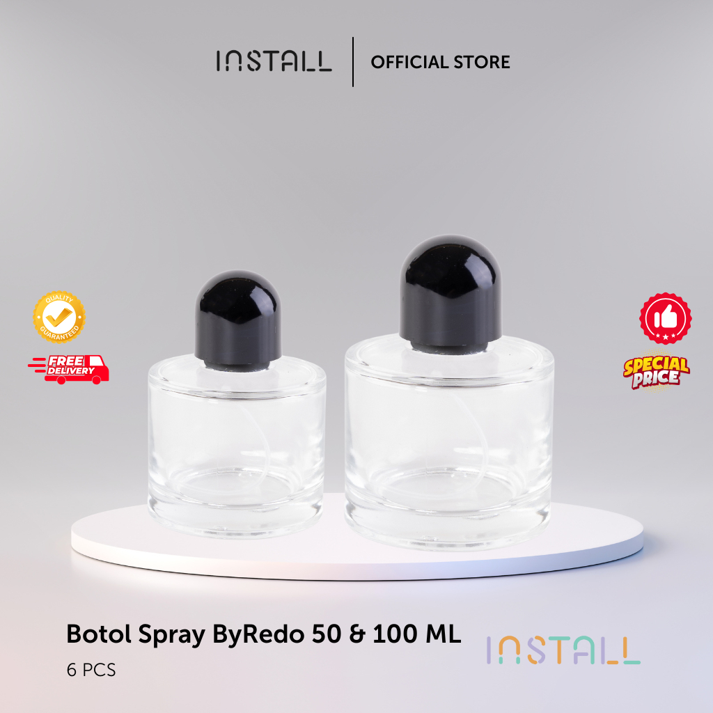 [6 PCS] Botol Parfum Refill 50ml & 100ml Byredo | Easy Crimp I Kaca Bening Spray Kosong Tebal Unik