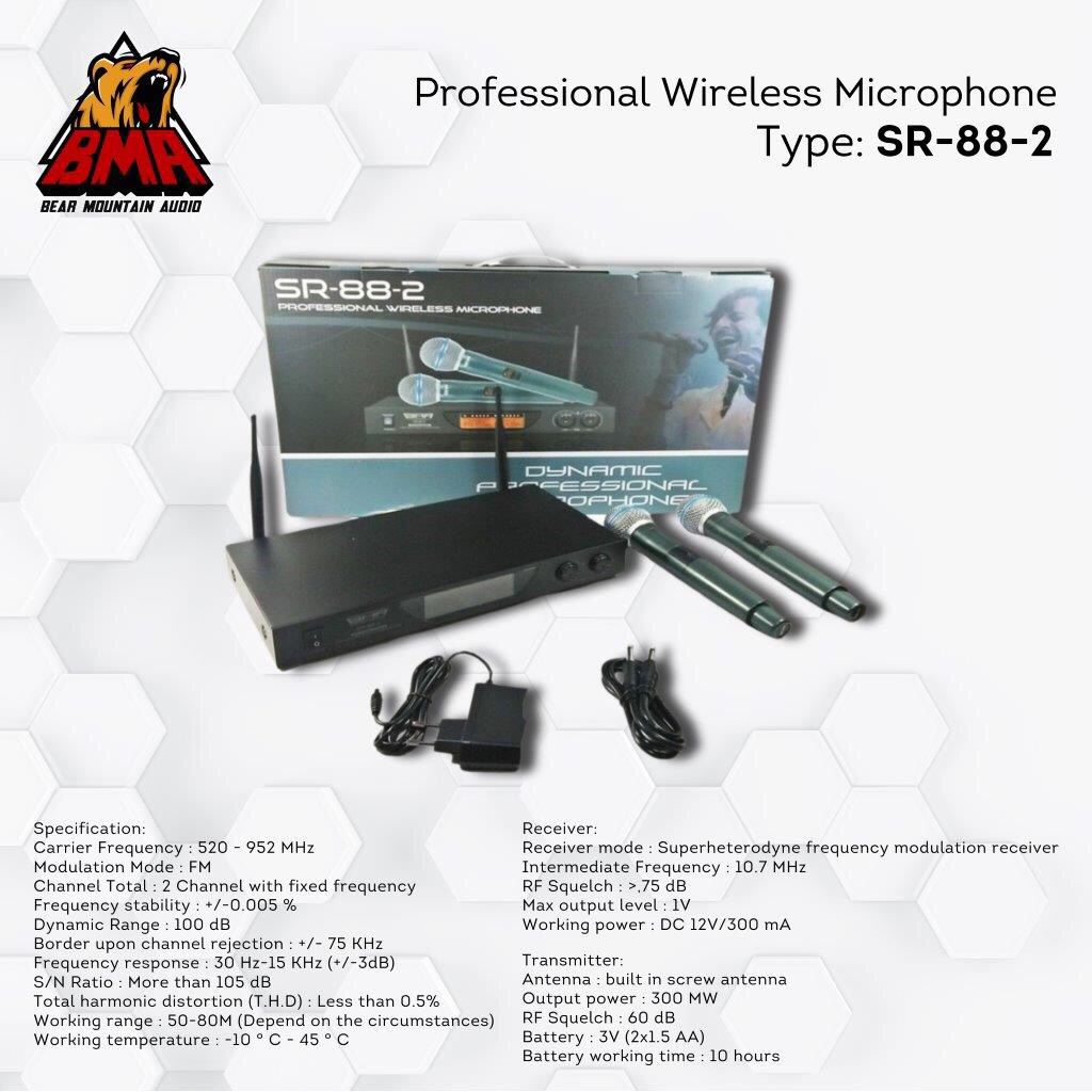 Microphone BMA SR 88-2 Mic Wireless Professional High Quality