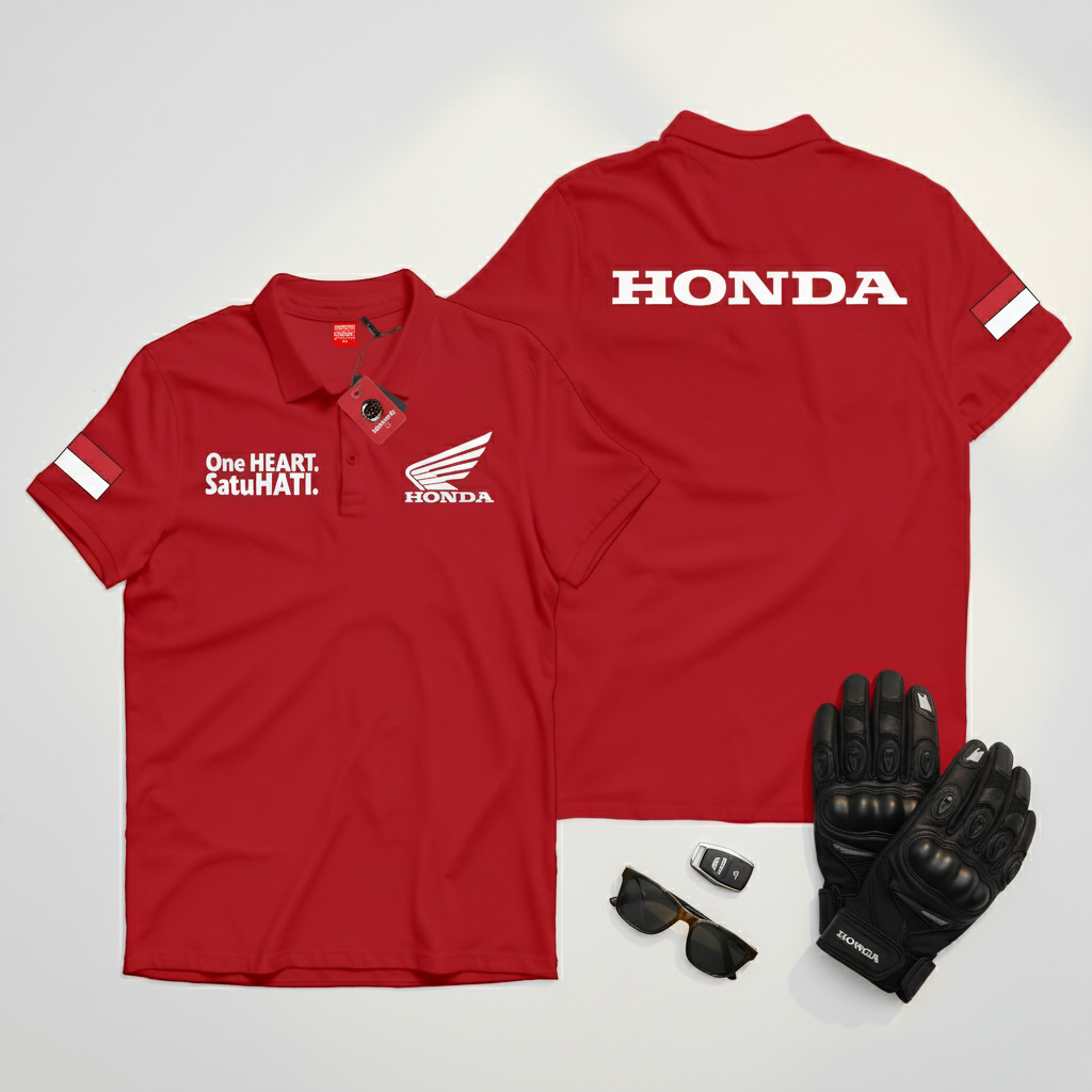 SKZK Kaos Polo Shirt Honda Satu Hati Baju Kerah Pria Distro Casual Seragam Komunitas Motor Warna Mer
