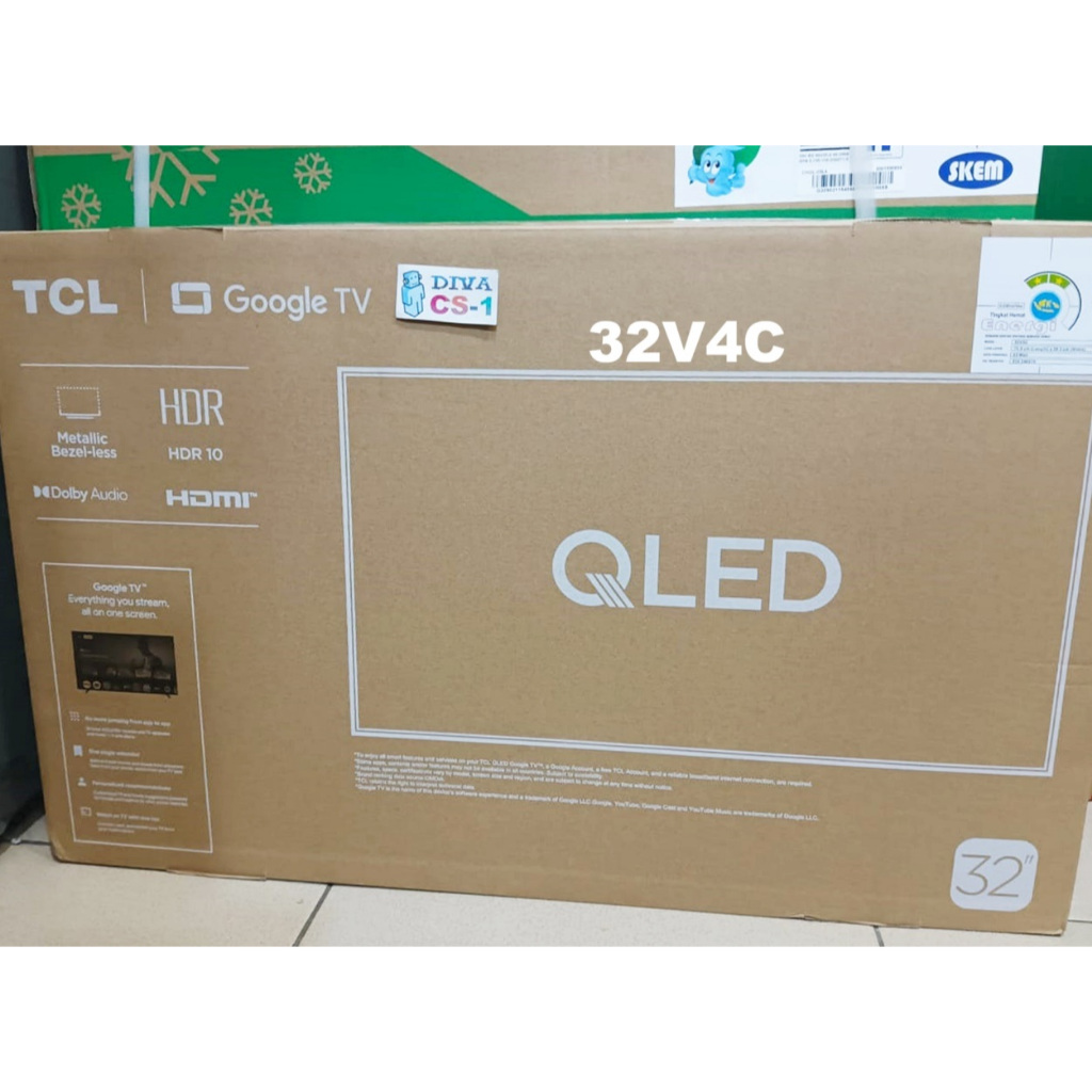 New TV QLED TCL 32V4C Google Android TV HD DolbyAudio Digital Bandung Antapani DSK