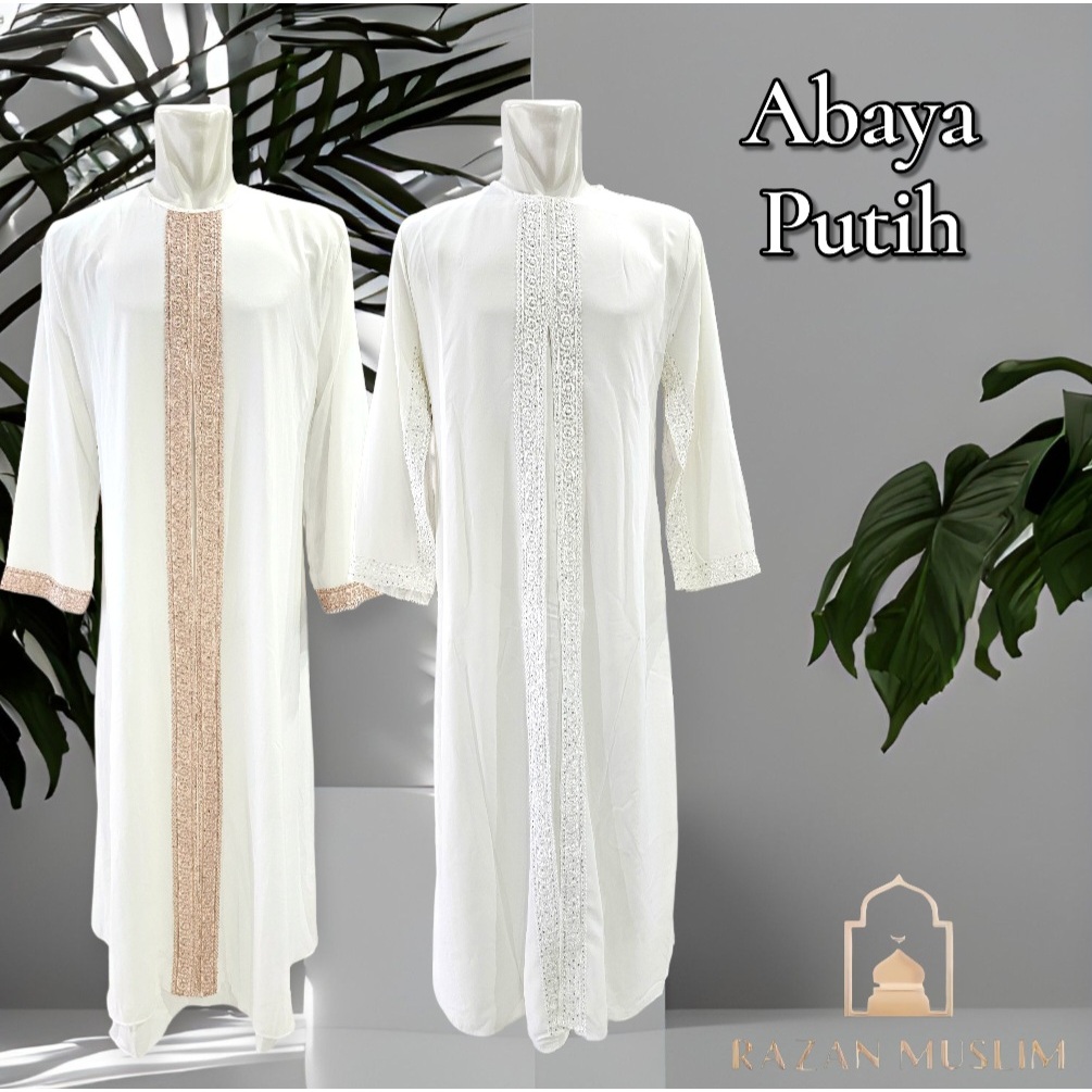 Baju Gamis Abaya Saudi Putih Wanita Modern Mewah Dan Elegan Terbaru