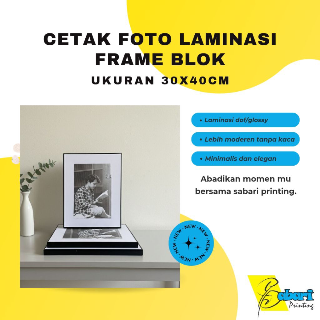 CETAK FOTO LAMINASI + FRAME BLOK UKURAN 30X40CM