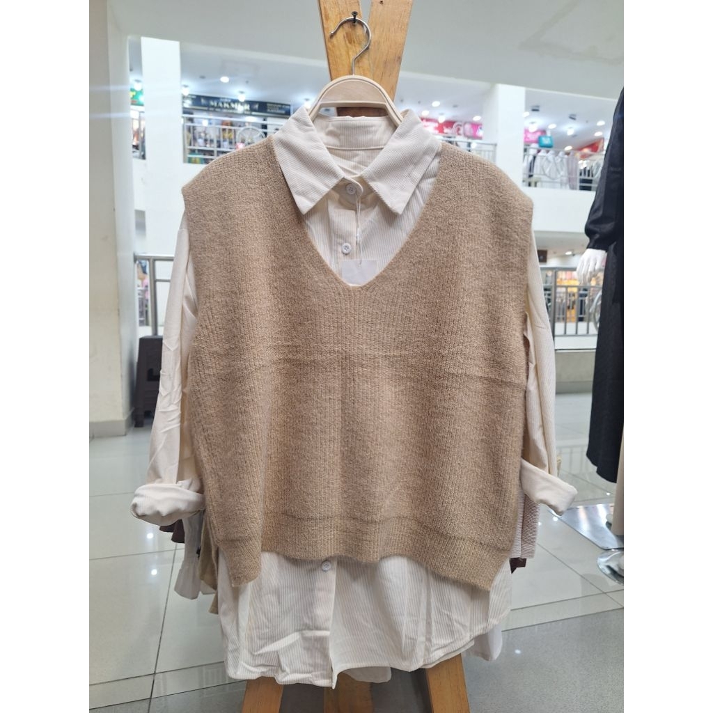 kemeja rompi 2 in 1 kemeja polos kodorai wanita kemeja kerja wanita