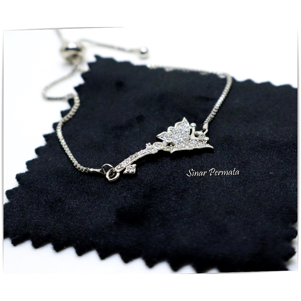 Gelang Tangan Serut Permata Buterfly Berlapis Emas Putih Perak Xuping Titanium
