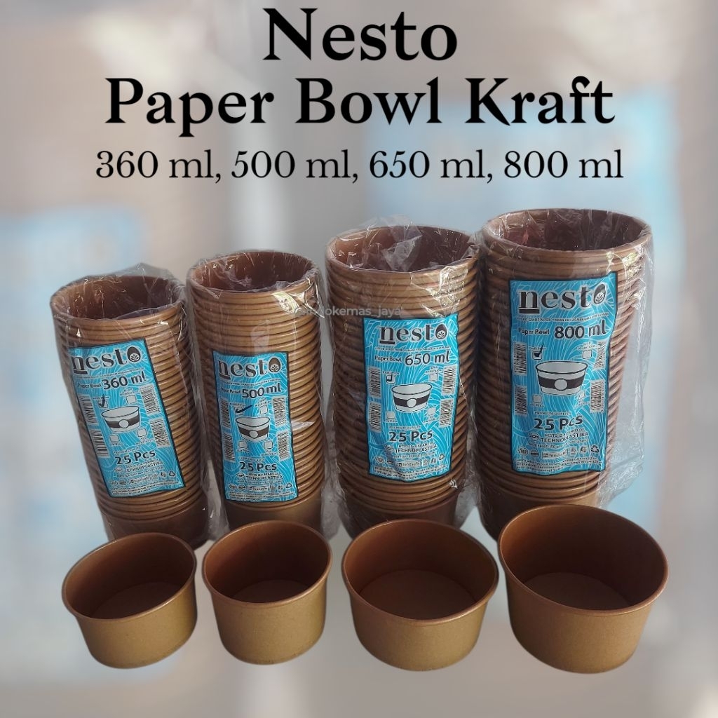 Paper Bowl Kraft 650ml/ Mangkok Kertas/ Rice Bowl 650ml/ Wadah Makanan Bahan Kertas