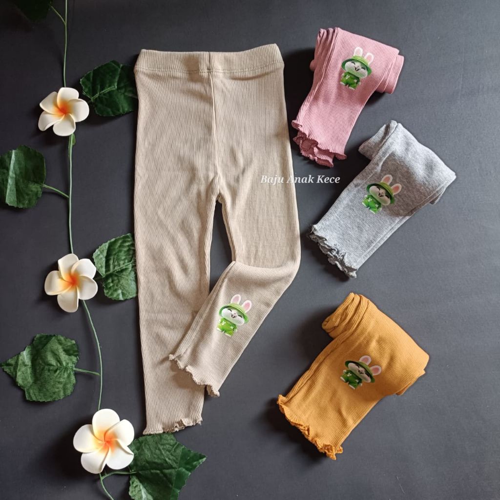 LEGGING KELINCI (Bunny) Lucu Anak Perempuan Usia 0-6 Tahun Celana Leging Anak Cewek Bahan Rib Premiu