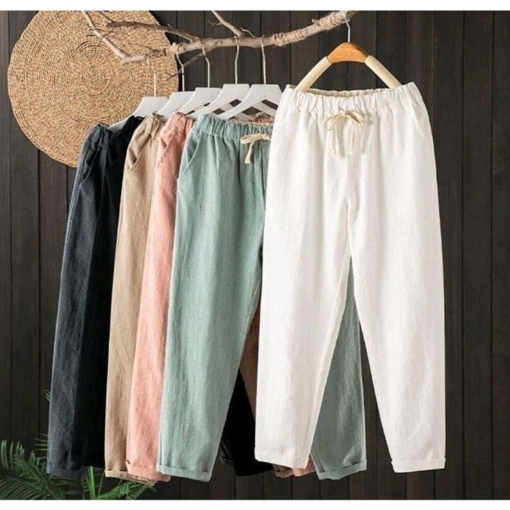 CELANA WANITA  LINEN CELANA KEKINIAN BUGGY pants