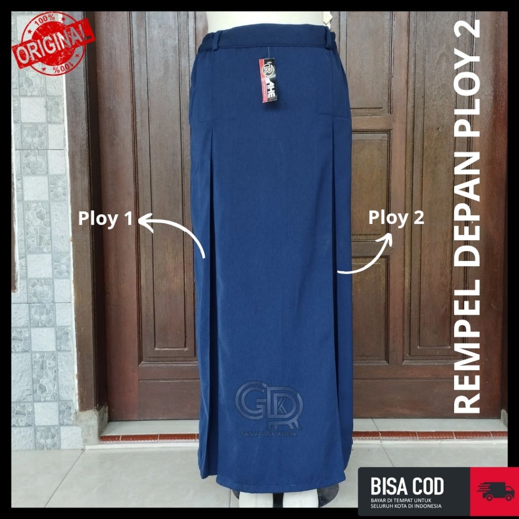 Rok Biru Navy Rempel Depan Ploy Dua Rok Rempel Ploi 2 Rempel Depan Panjang Warna Biru Tua Navy Rok S