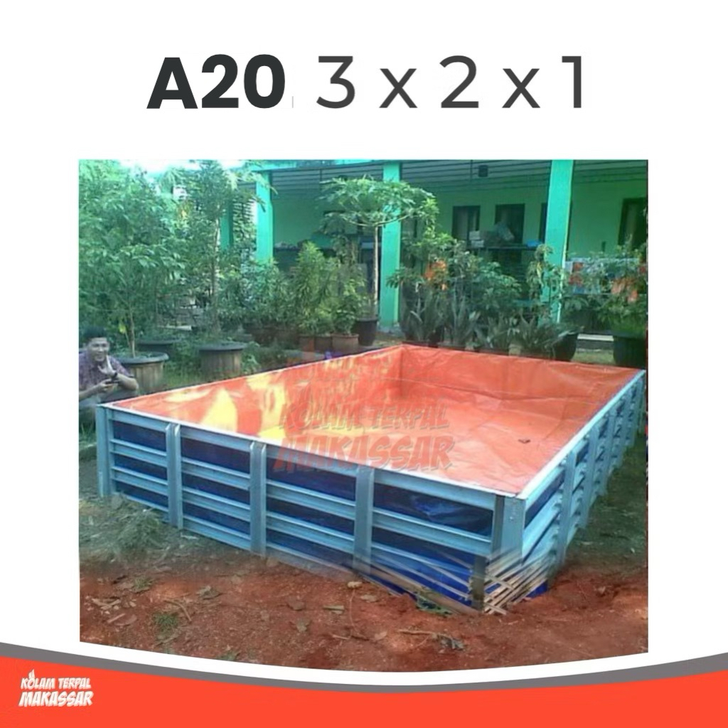 Kolam kotak 3x2x1 A20 Import Korea Kolam terpal ikan bentuk kotak ukuran 3x2x1 kolam terpal makassar