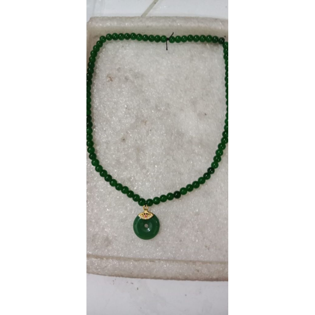 Kalung Batu Giok Liontin Giok Donat Hijau