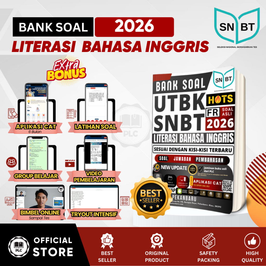 PLC - Buku Bank Soal Literasi Bahasa Inggris Persiapan Tes UTBK SNBT 2026