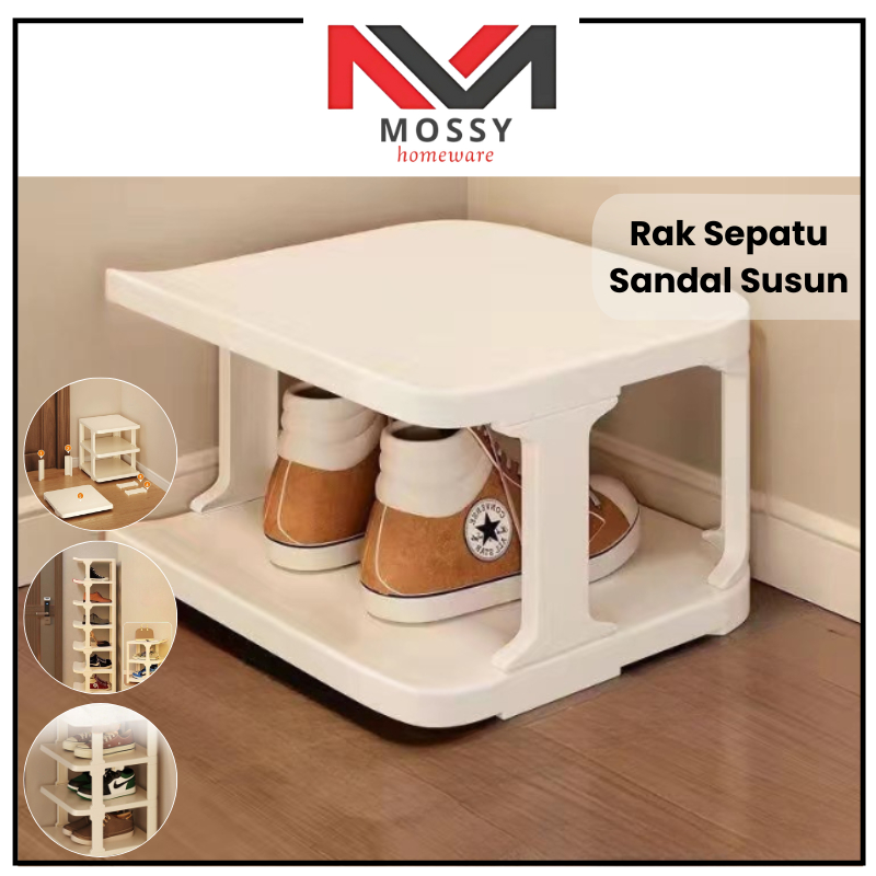 MOSSY Rak Sepatu Sandal Susun Minimalis Kuat Kokoh Kualitas tinggi / Rak Sepatu Mudah Rakit Estetik 