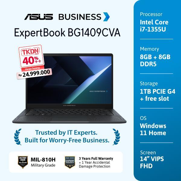 Laptop ASUS ExpertBook BG1409CVA-S67110W TKDN | I7-1355U DDR5 16GB SSD 1TB 14" FHD Win11 Home