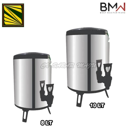 BMW Water Jug Milk Tea Stainless Steel BMW Kitchenware Dispenser Air Panas / Dingin Termos dengan Kr