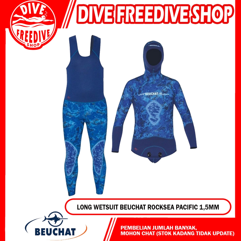 Long Wetsuit Beuchat Rocksea Camo Camouflage 1,5mm Baju Selam Panjang Scuba Diving Freedive Spearfis