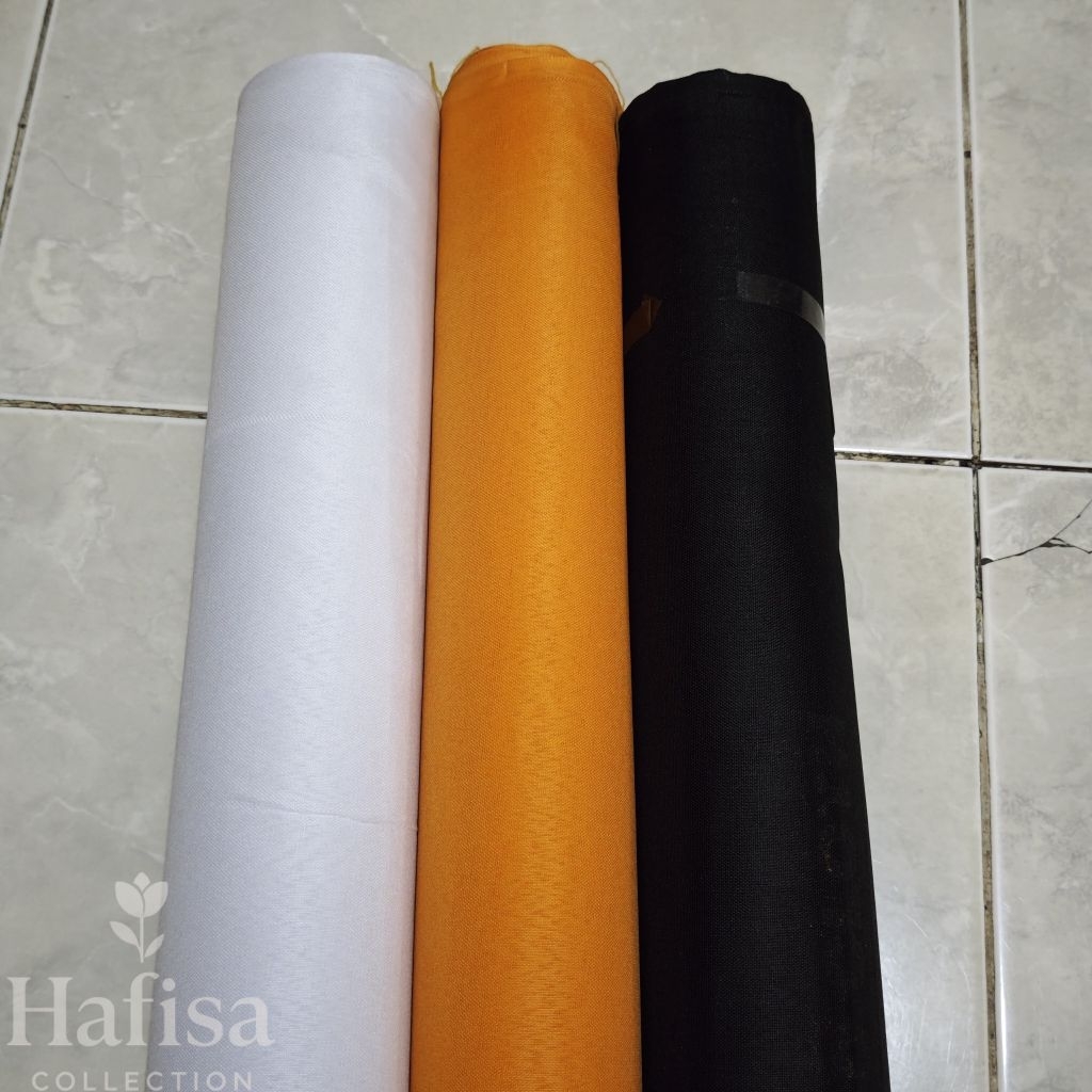 (1 Meter) Kain Warna Kuning, Putih, Hitam – Dijual Per Meter