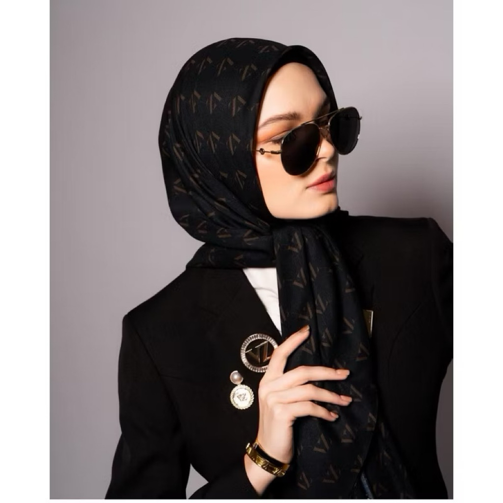 Vivi Zubedi Monogram Black Scarf NEW