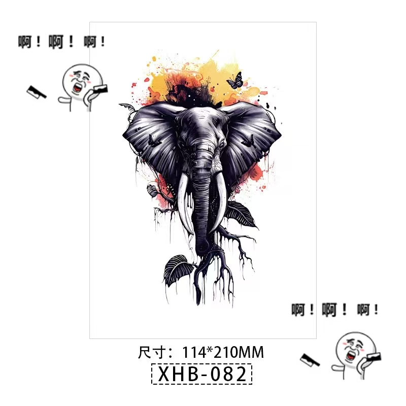 Tatto Premiu,Tatto temporer gambar hewan Gajah dan Burung Hantu