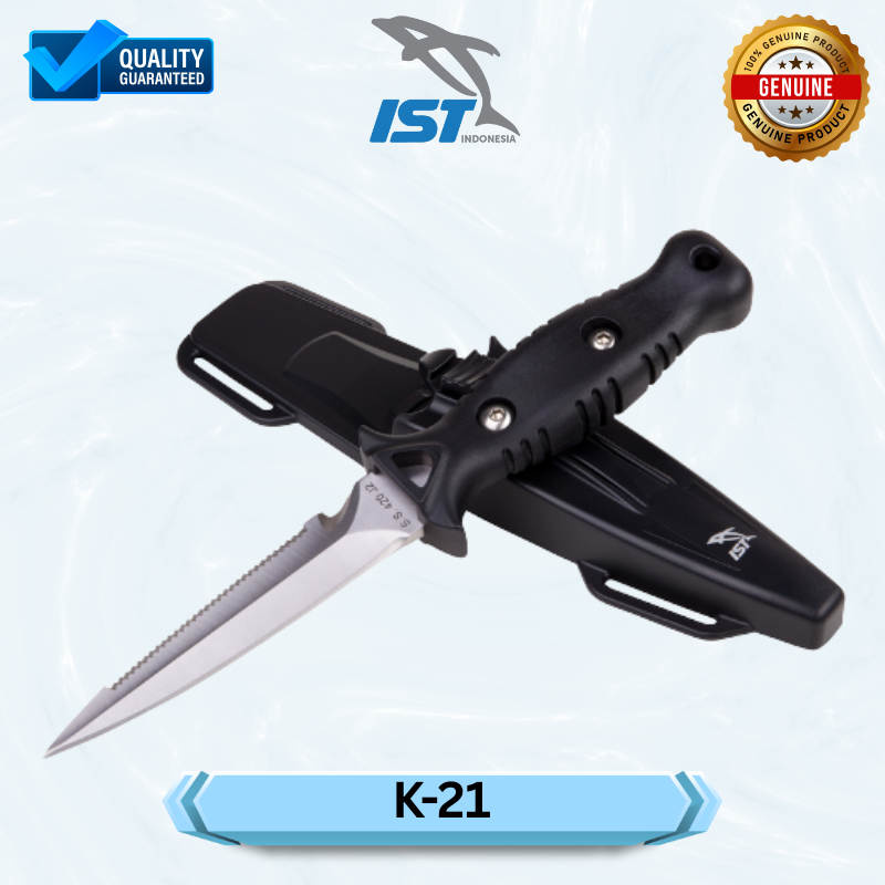 Pisau Selam Stainless Steel Pointed Blade Knife K-21 IST