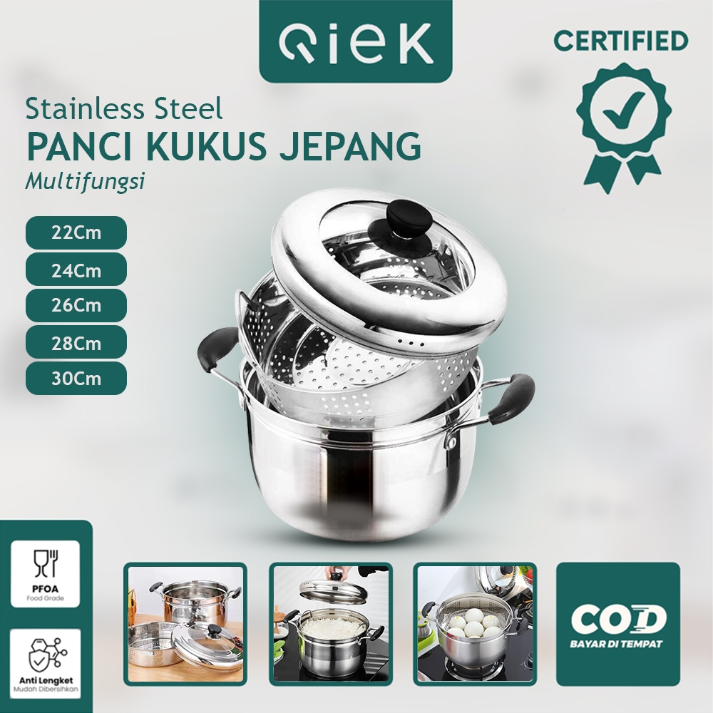 Qiek Panci Kukusan Kecil Panci Tutup Kaca Panci Kukus Stainless Steel Panci Kukus Serbaguna Panci Ku