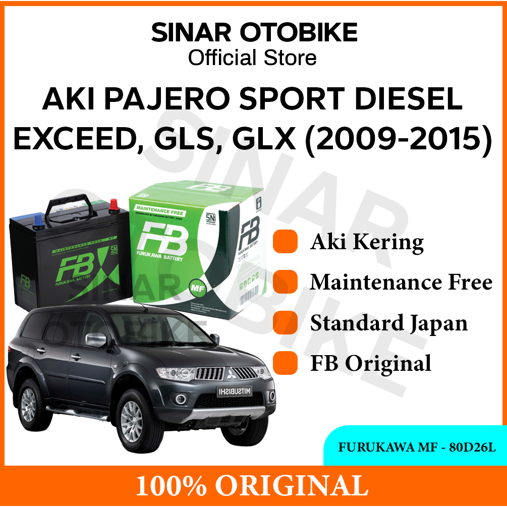 AKI PAJERO SPORT EXCEED, GLS, GLX FURUKAWA BATTERY MF KERING 80D26L 70AH