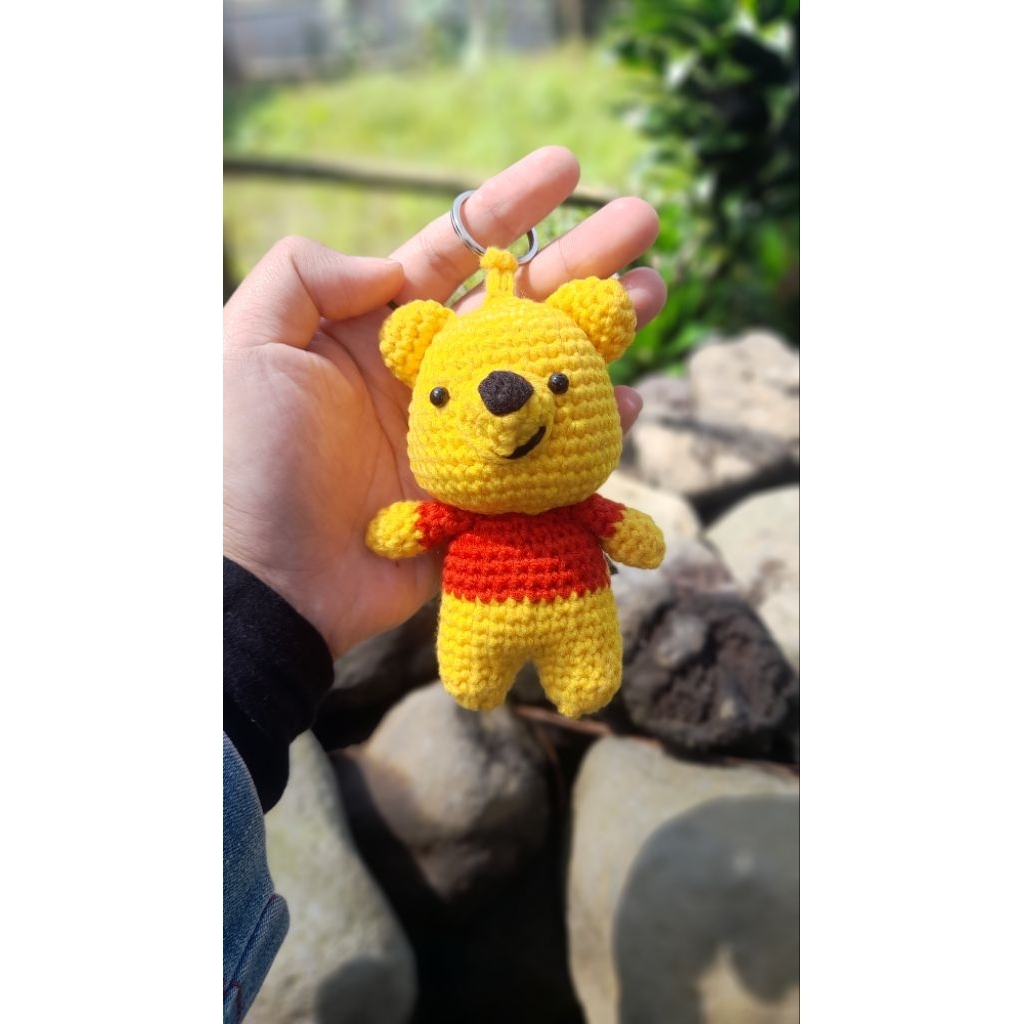 Amigurumi Pooh Bag Charm | Pooh Rajut Gantungan Tas