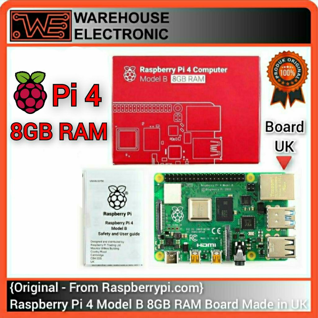 Raspberry Pi 4 Model B 8GB RAM Raspi 4 Rasberry Pi 4 Board UK - Original From Raspberrypi.com