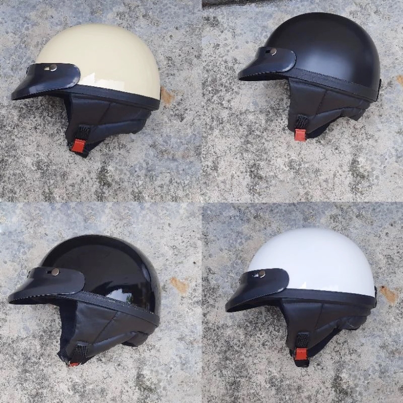 Helm Chip Hitam Polos - Helm Chip Vintage - Helm Custom