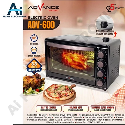 ADVANCE AOV-600 AOV600 AOV 600 Electric Oven Listrik 33 Liter 800 Watt