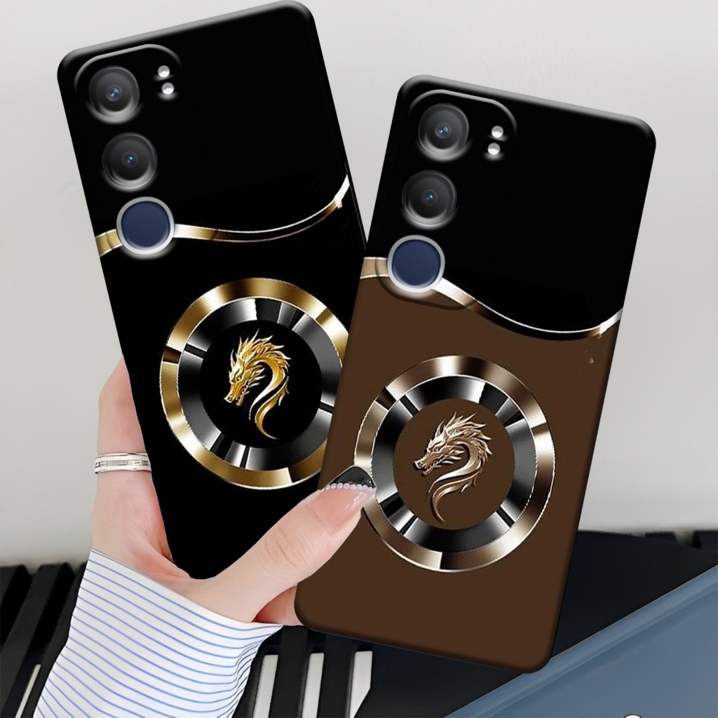 (FA-01) VI Y19S - VI Y19S PRO Softcase Procamera Silicon Case motif gold drag0n mini Silicon - Cassi