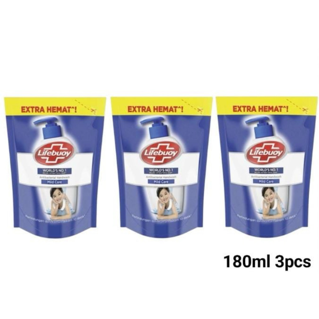 Sabun Cuci Tangan Lifebuoy Hand Wash Mild Care Pouch Refill 180ml 3 Pc