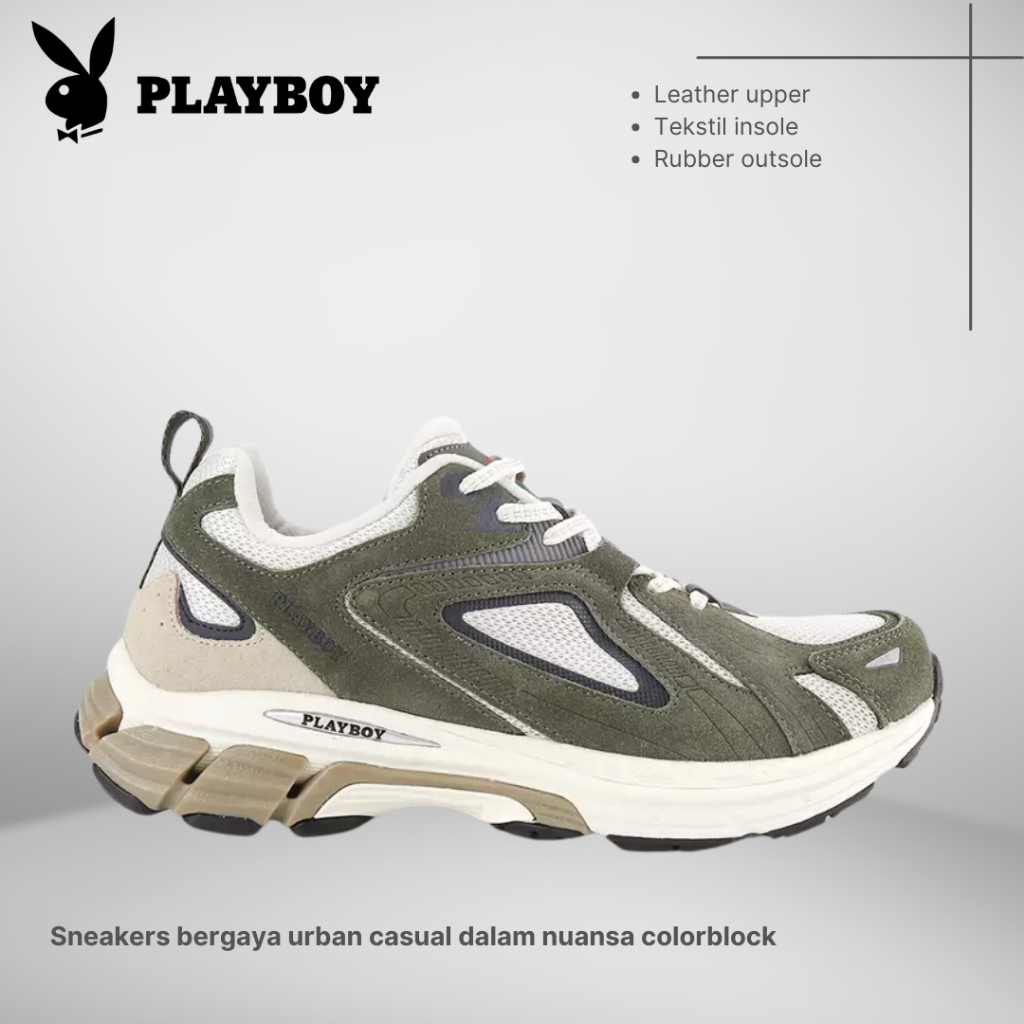 SEPATU PLAYBOY ORIGINAL SNEAKERS CASUAL PRIA HIJAU PL73