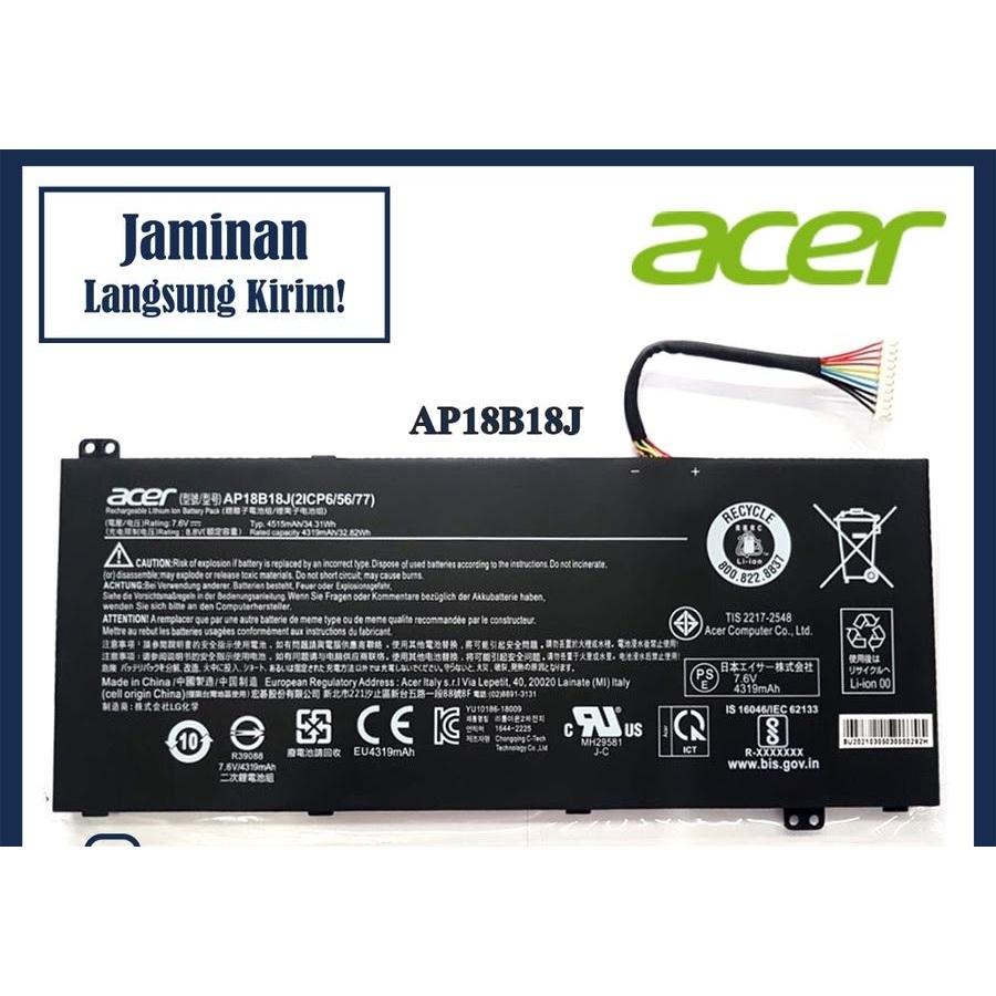 Original Baterai Laptop Acer Aspire 3 A314 A314-33 A314-44 A314-41 AP18B18J