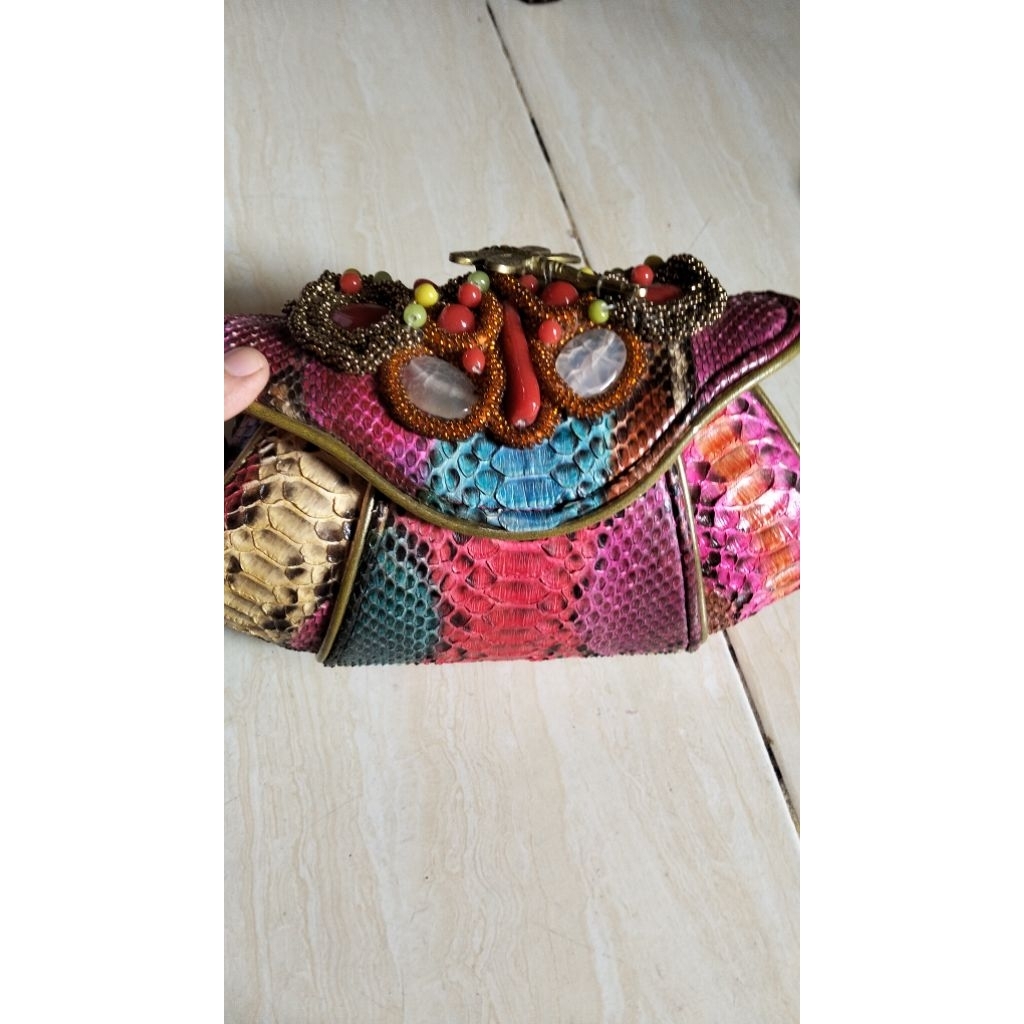 tas pesta kulit ular pyton preloved