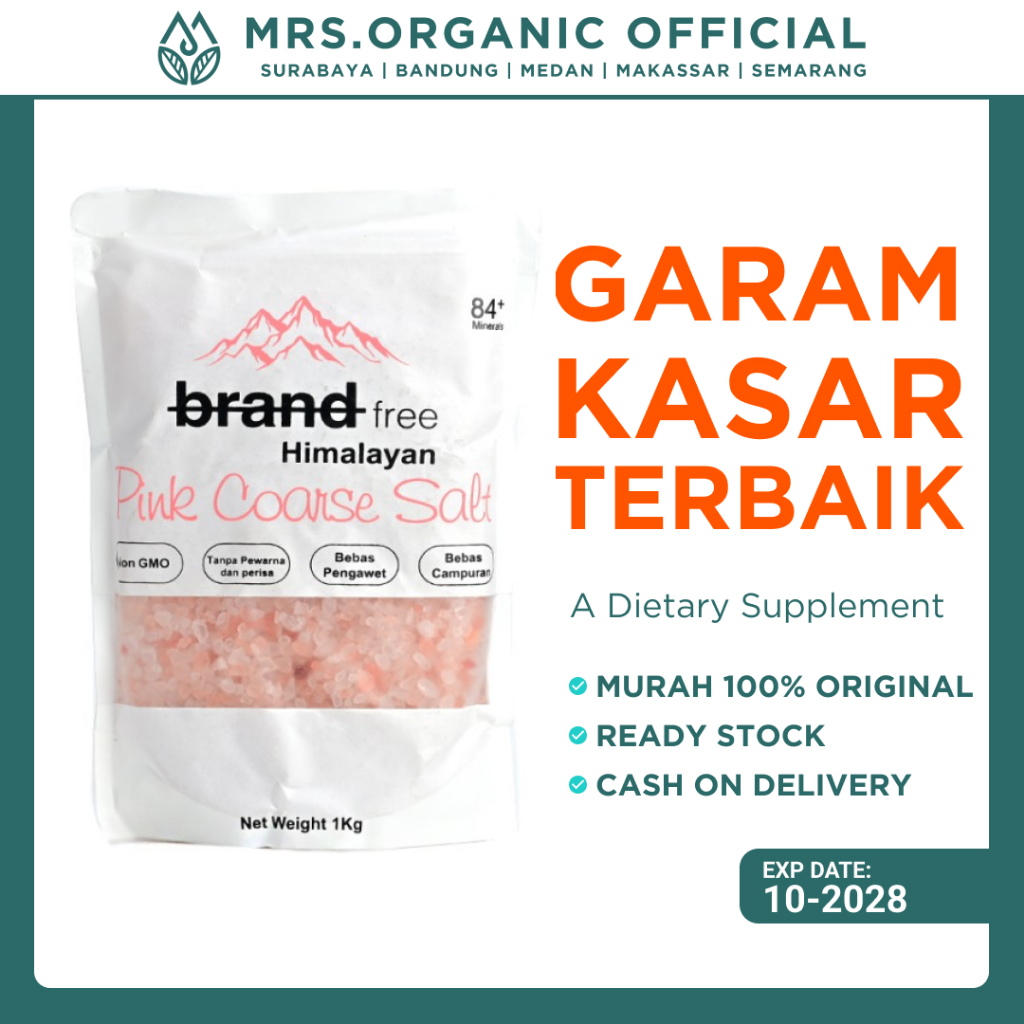 Garam Himalaya HALAL Original Premium Pink Coarse Himalayan Salt 1Kg - Garam Kasar Himalaya Non GMO 