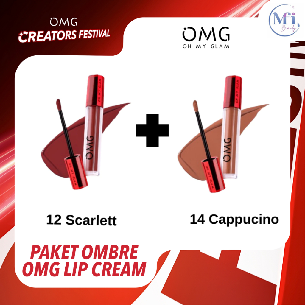 MFI - BEST OMBRE  OMG LIP CREAM NO 14 CAPPUCINO + 12 SCARLETT