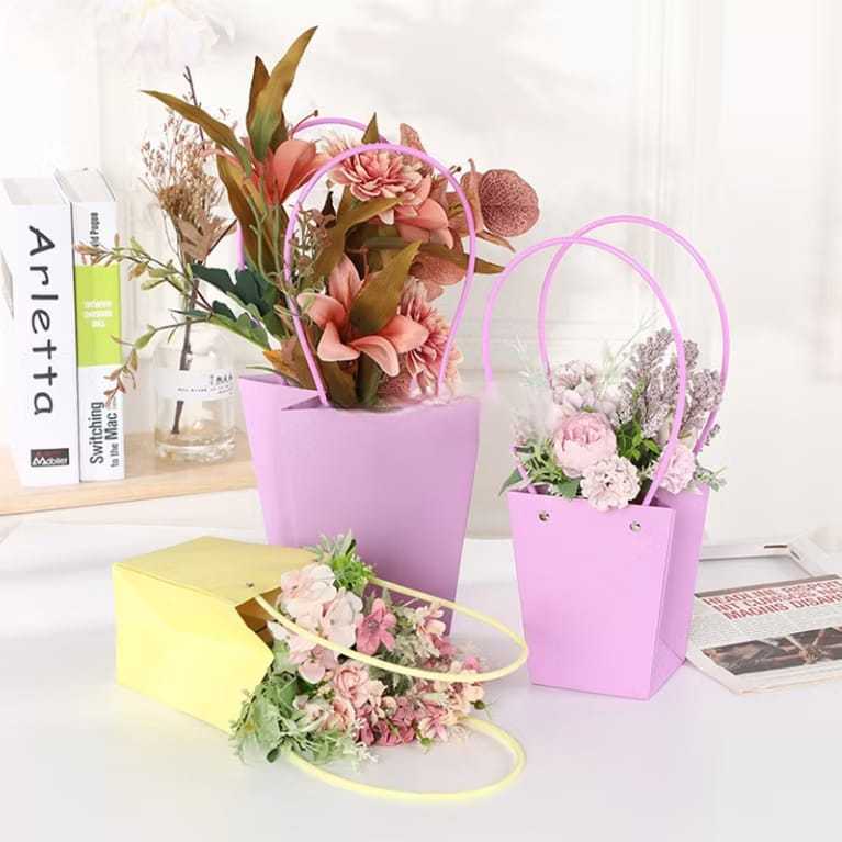 paper Bag Buket Bunga Persegi Polos / Flower Packing Paper Bag Gift Box Tas Bouquet Flower Handbag E