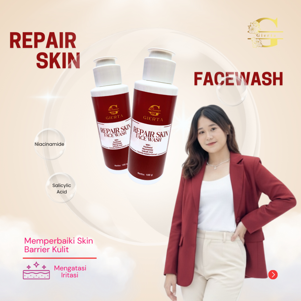 GIERTA Repair Skin Facewash 100 gr / Sabun Cuci Muka Memperbaiki Skin Barrier/Pembersih Wajah/Skinca