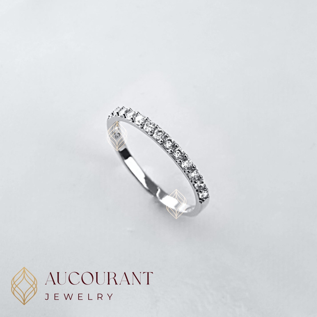 Cincin Emas Model Listring Full Mata Keliling. Emas White Gold 17K