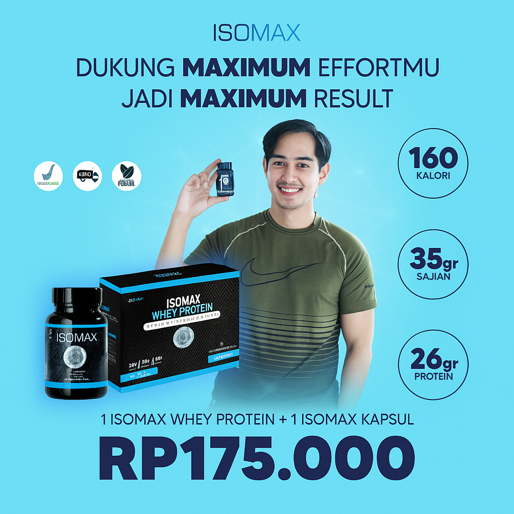 Isomax Whey Penambah Massa Otot Pembentuk Otot Pembesar Otot dan Isomax Kapsul Suplemen Gym Suplemen