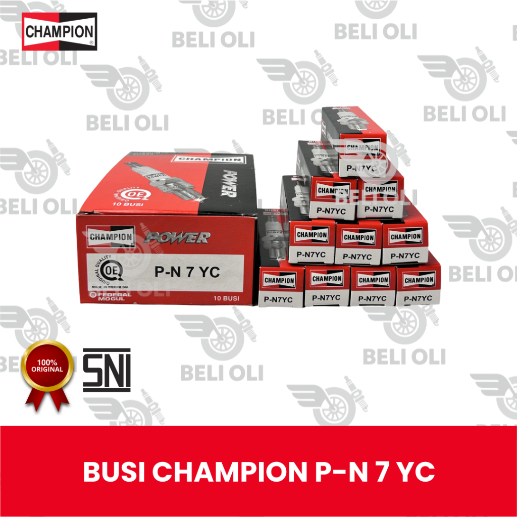 (BELI OLI) Busi Champion Original P-N 7 YC  isi 10 Pcs untuk mesin motor Honda C90 90 cc (1976-1979)