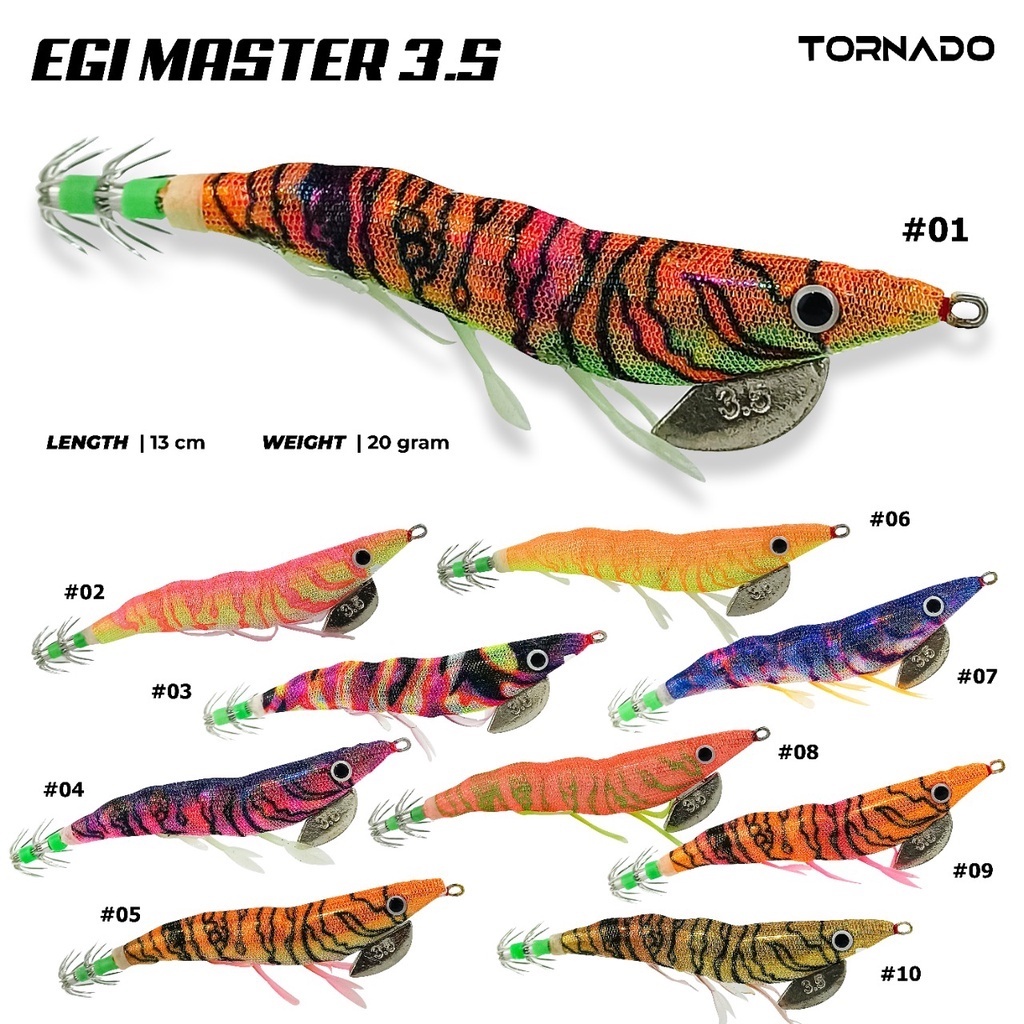 UMPAN CUMI EGI MASTER TORNADO 3.5 – Umpan Pancing Sotong Squid Jig Glow Murah