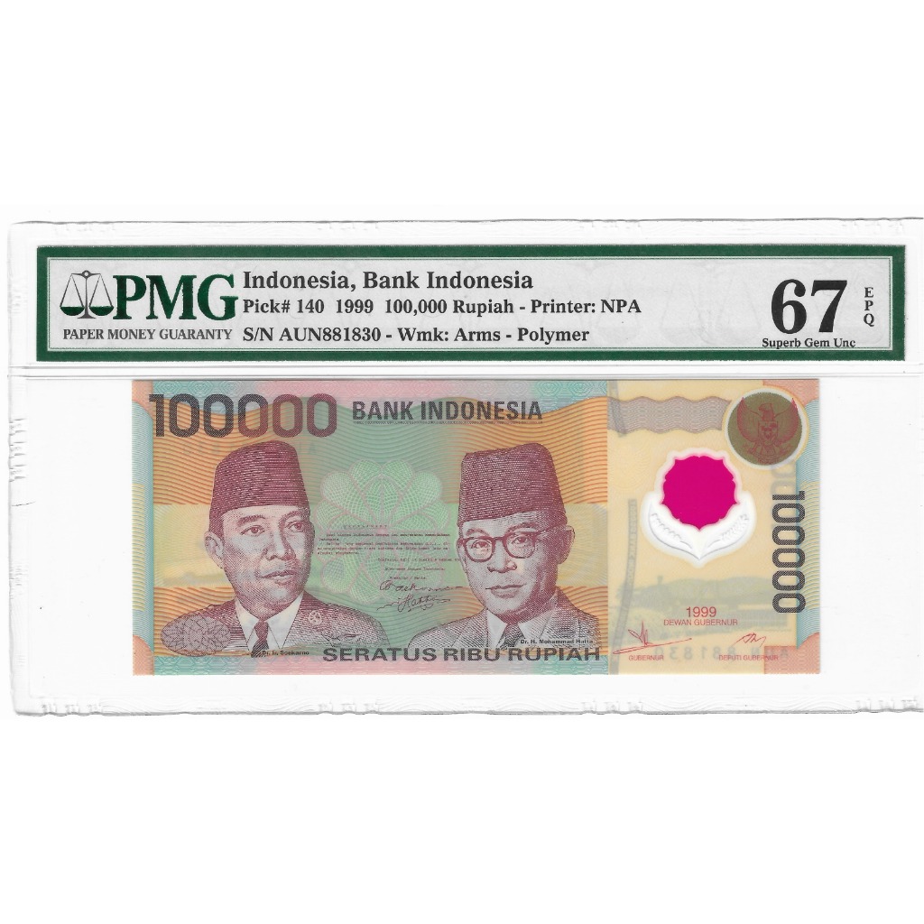 Uang Kuno 100000 Rupiah Polimer Soetta PMG
